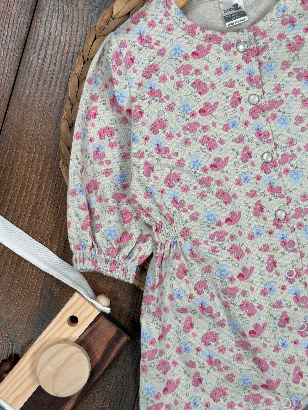 Pamuklu Çilek Desenli Uzun Kollu Kaliteli Kız Bebek Tulum