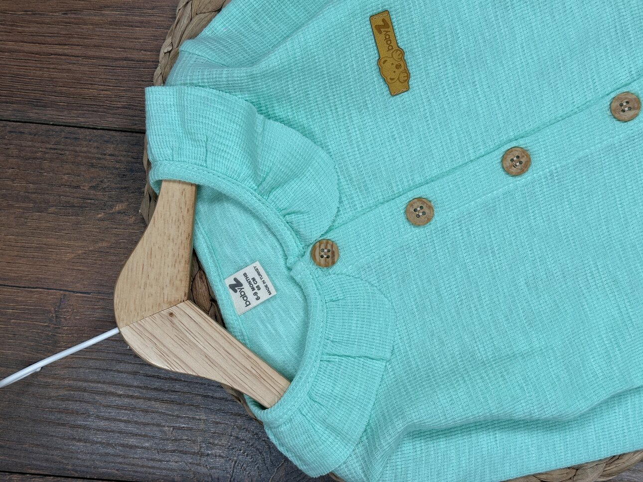 Pamuklu Fırfır Detaylı Düğmeli 2li Kız Bebek Takım