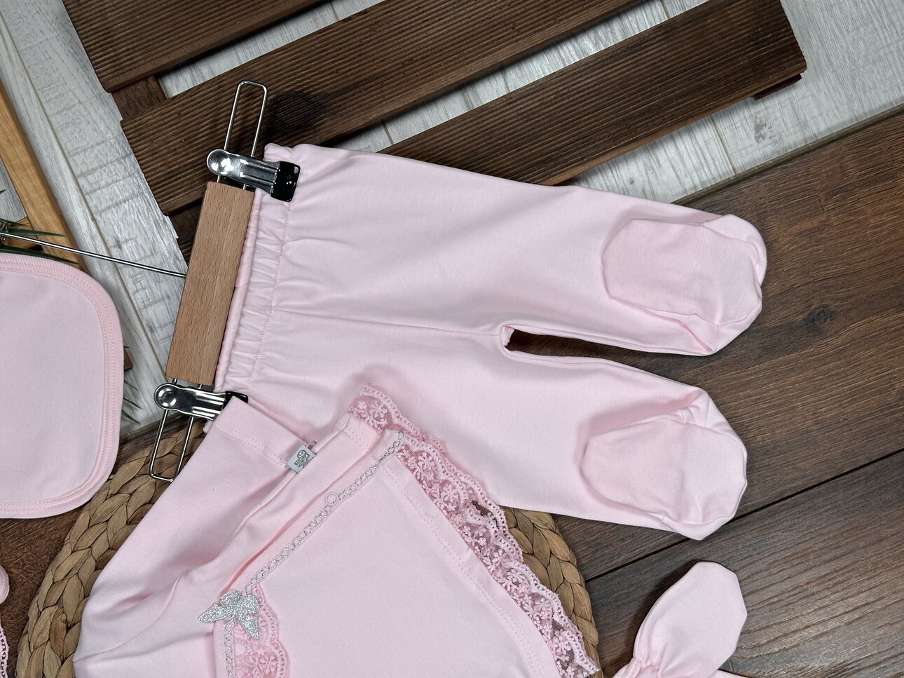 Pamuklu Dantel Detaylı 5li  Kız Bebek Hastane Çıkışı