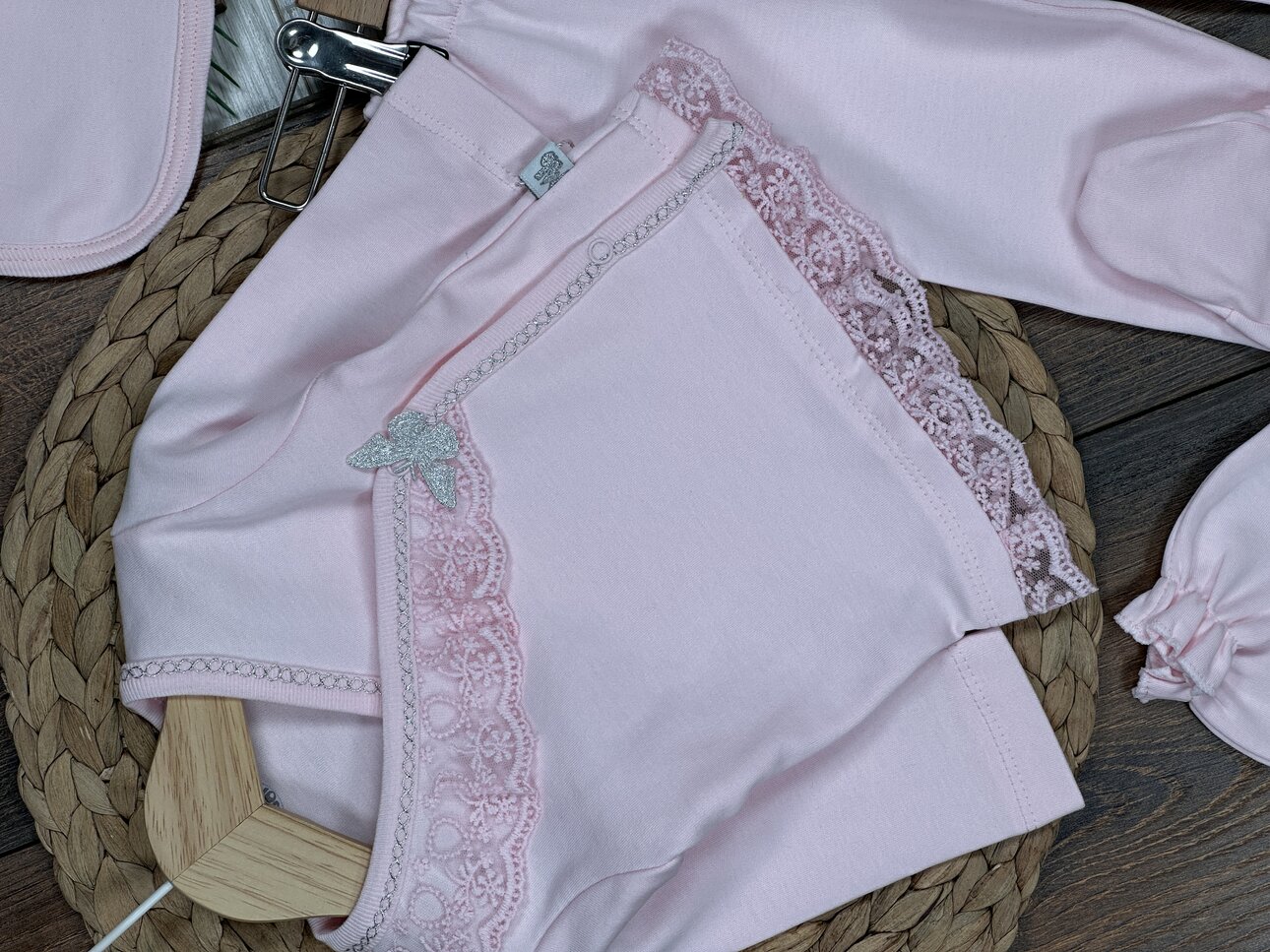 Pamuklu Dantel Detaylı 5li  Kız Bebek Hastane Çıkışı