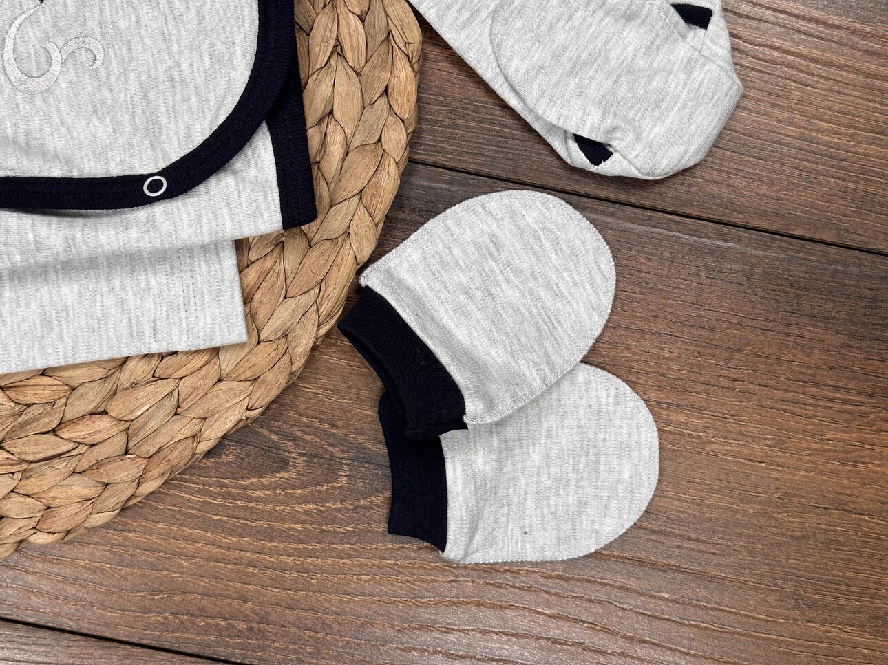 Pamuklu Taç Desenli 5li Erkek Bebek Takım