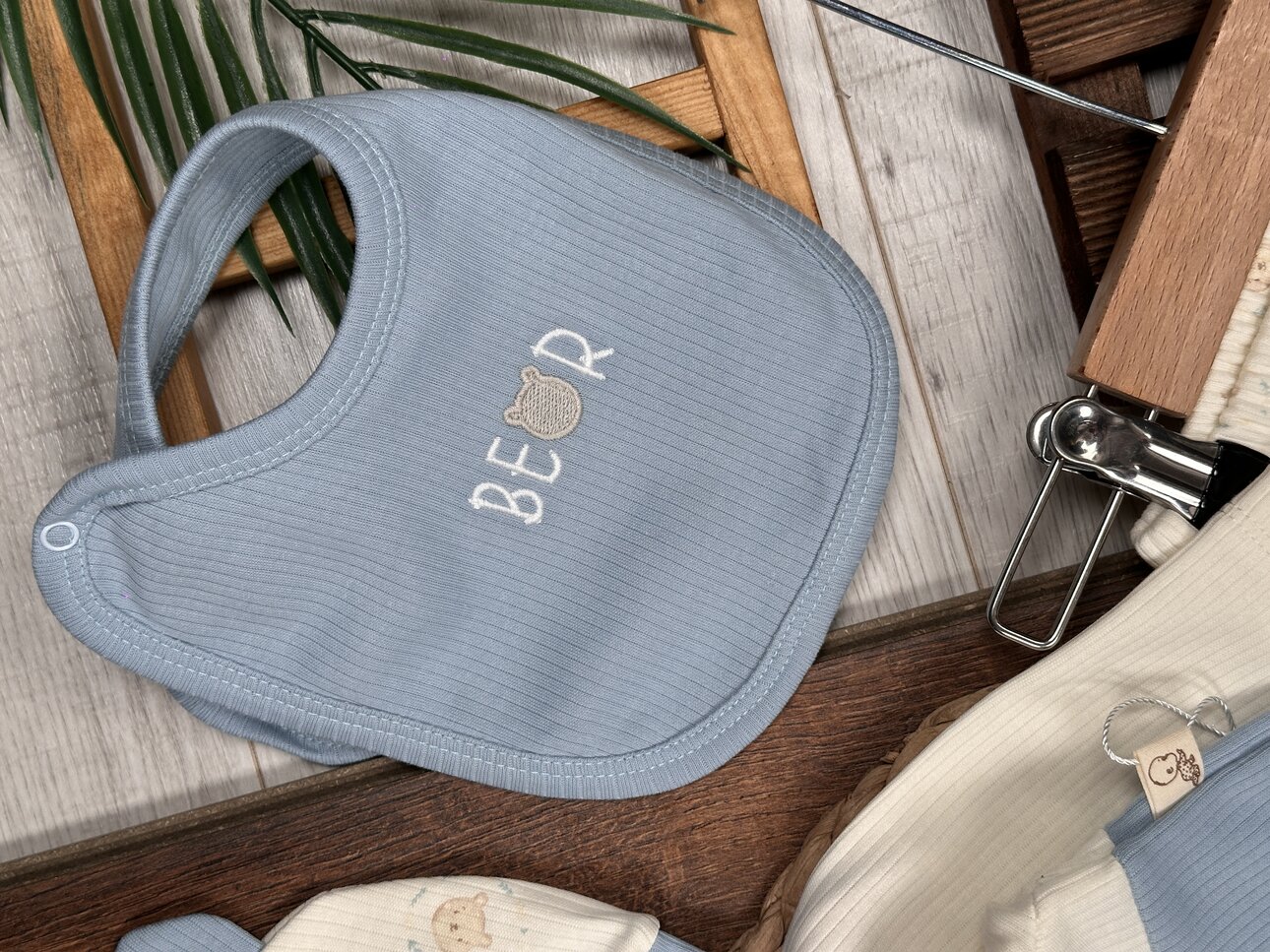 Pamuklu Ayıcık Desenli Çıtçıtlıi 5li Erkek Bebek Takım