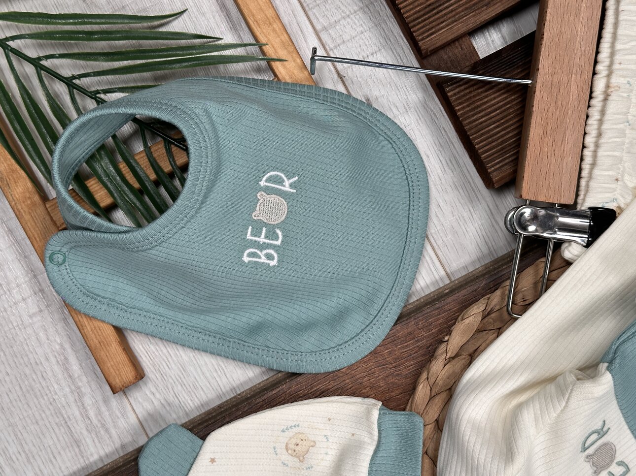 Pamuklu Ayıcık Desenli Çıtçıtlıi 5li Erkek Bebek Takım