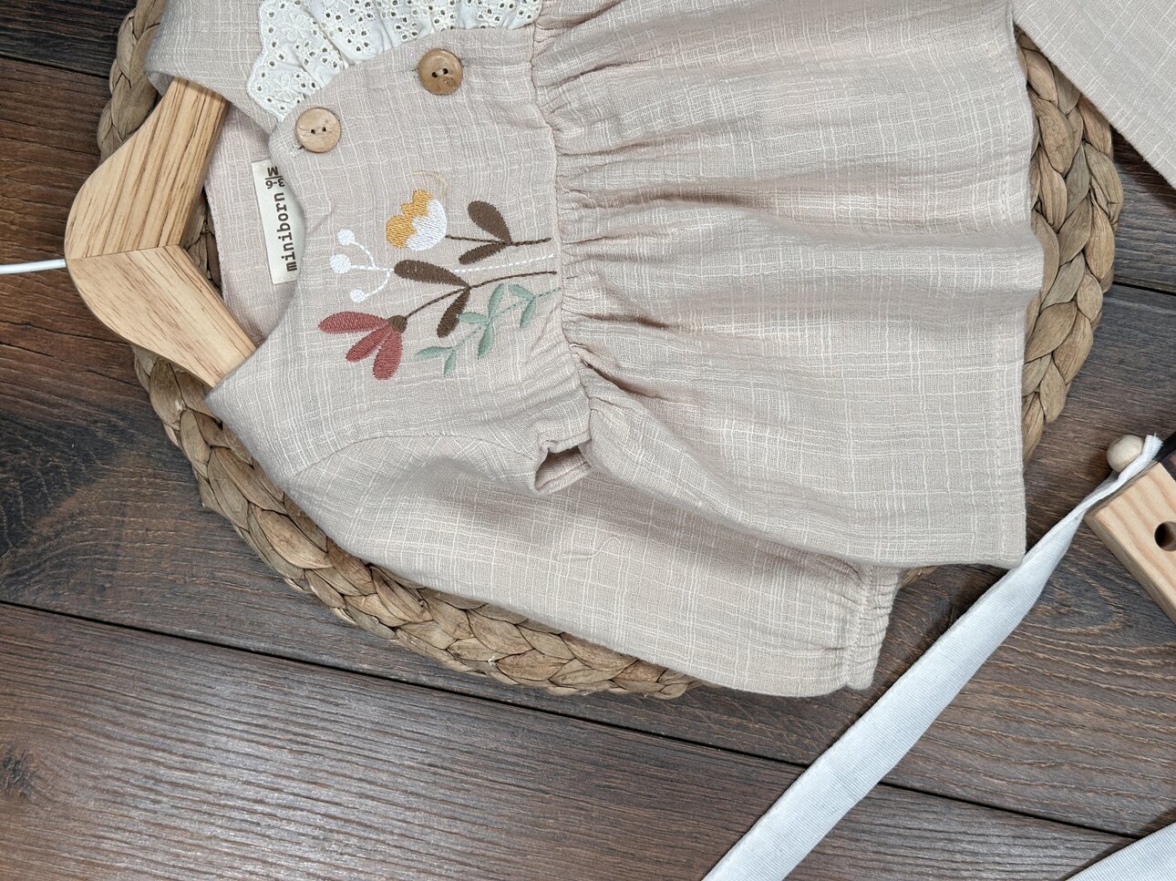 Organik Çiçek Desenli Müslin 3lü Kız Bebek Takım