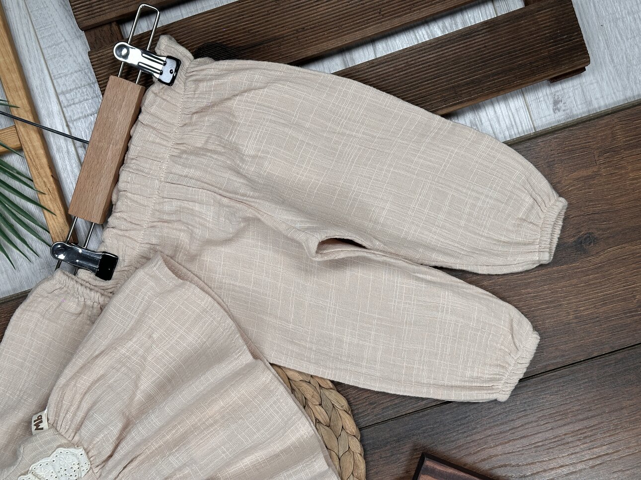 Organik Çiçek Desenli Müslin 3lü Kız Bebek Takım