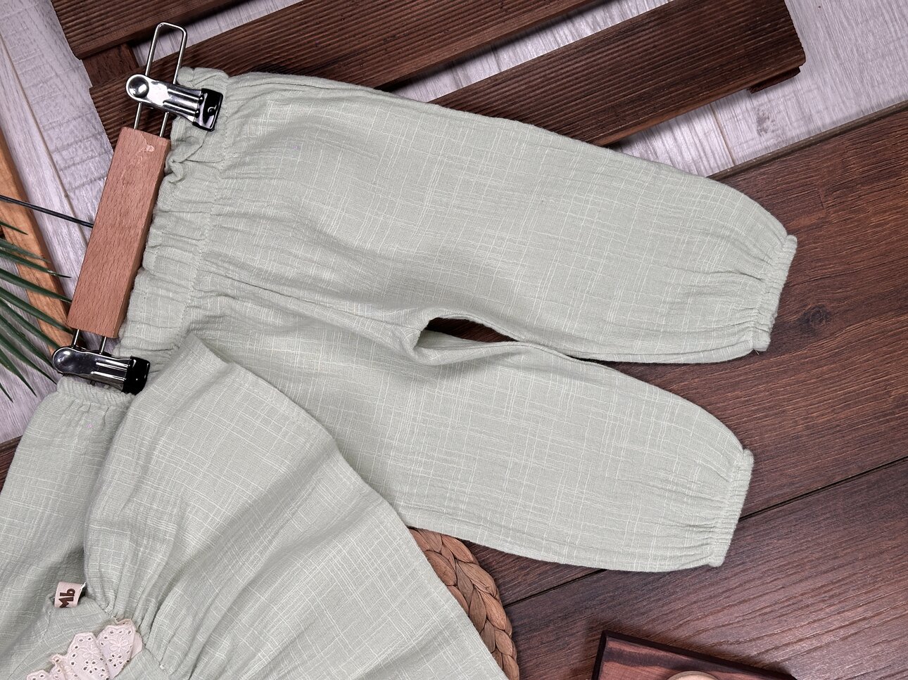 Organik Çiçek Desenli Müslin 3lü Kız Bebek Takım