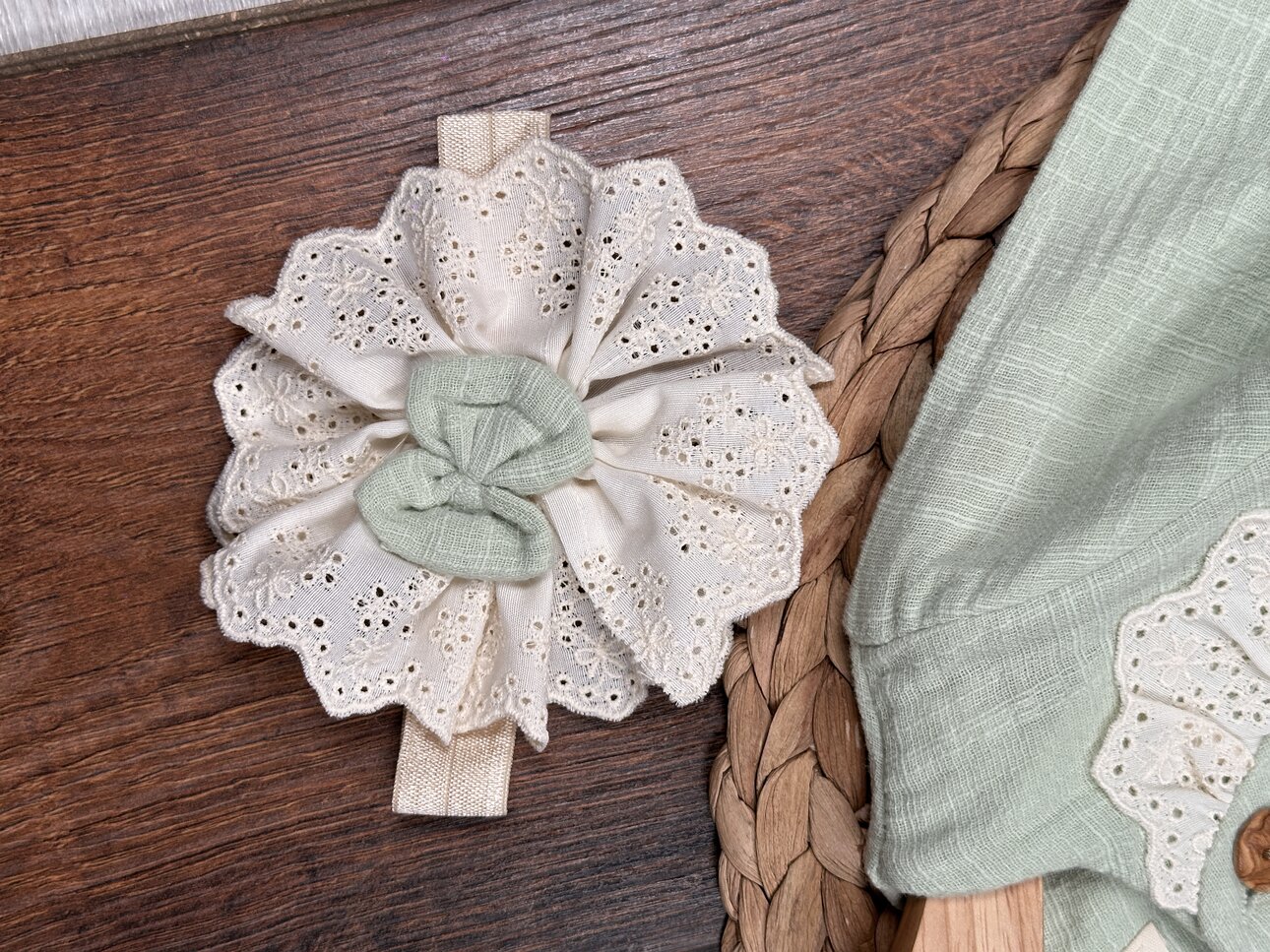 Organik Çiçek Desenli Müslin 3lü Kız Bebek Takım