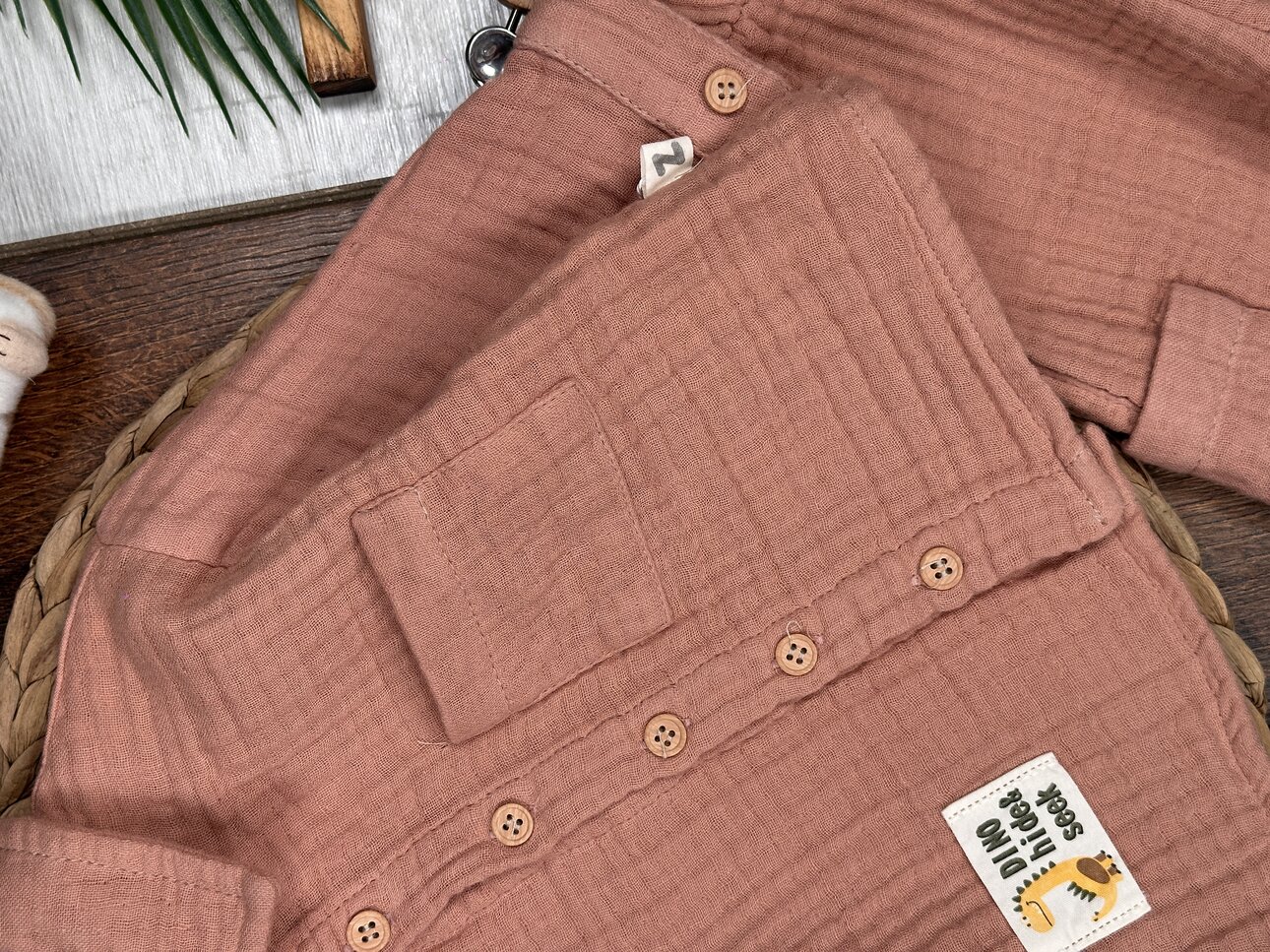 Pamuklu Kalın Müslin Düğmeli İkili Erkek Bebek Takım