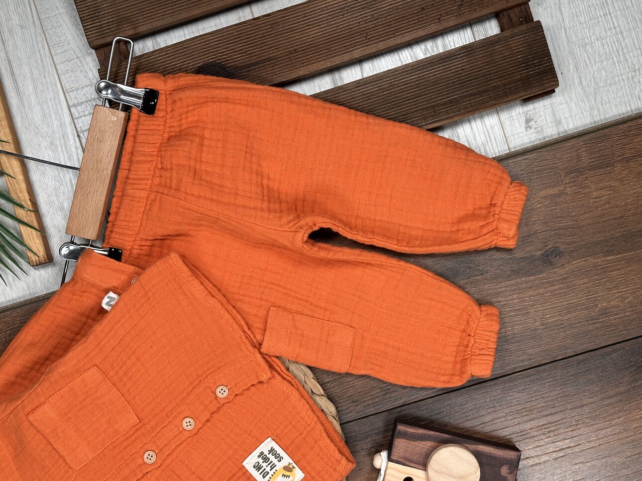 Pamuklu Kalın Müslin Düğmeli İkili Erkek Bebek Takım