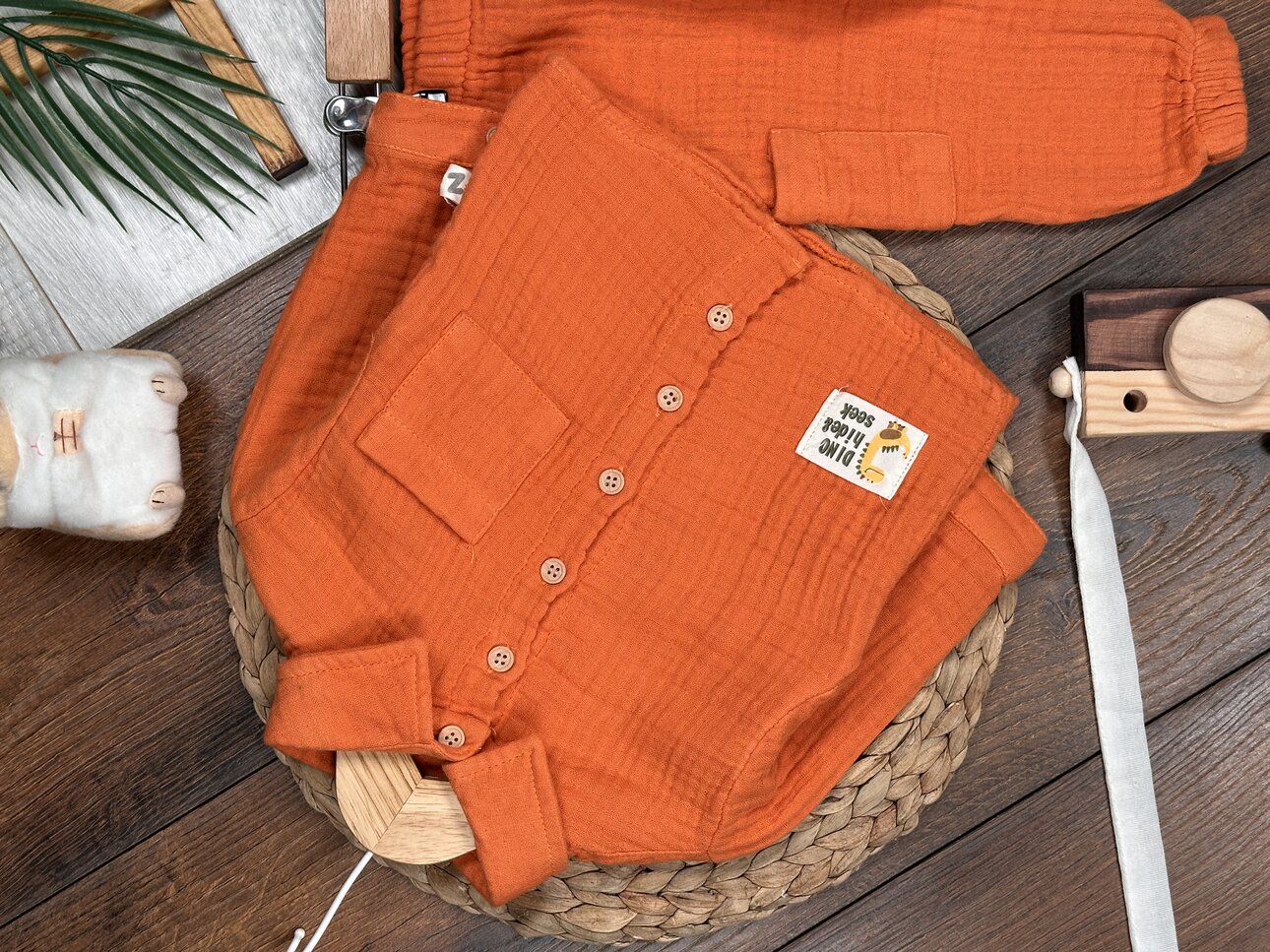 Pamuklu Kalın Müslin Düğmeli İkili Erkek Bebek Takım