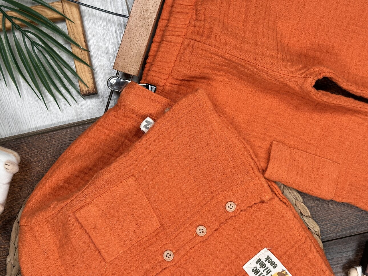 Pamuklu Kalın Müslin Düğmeli İkili Erkek Bebek Takım