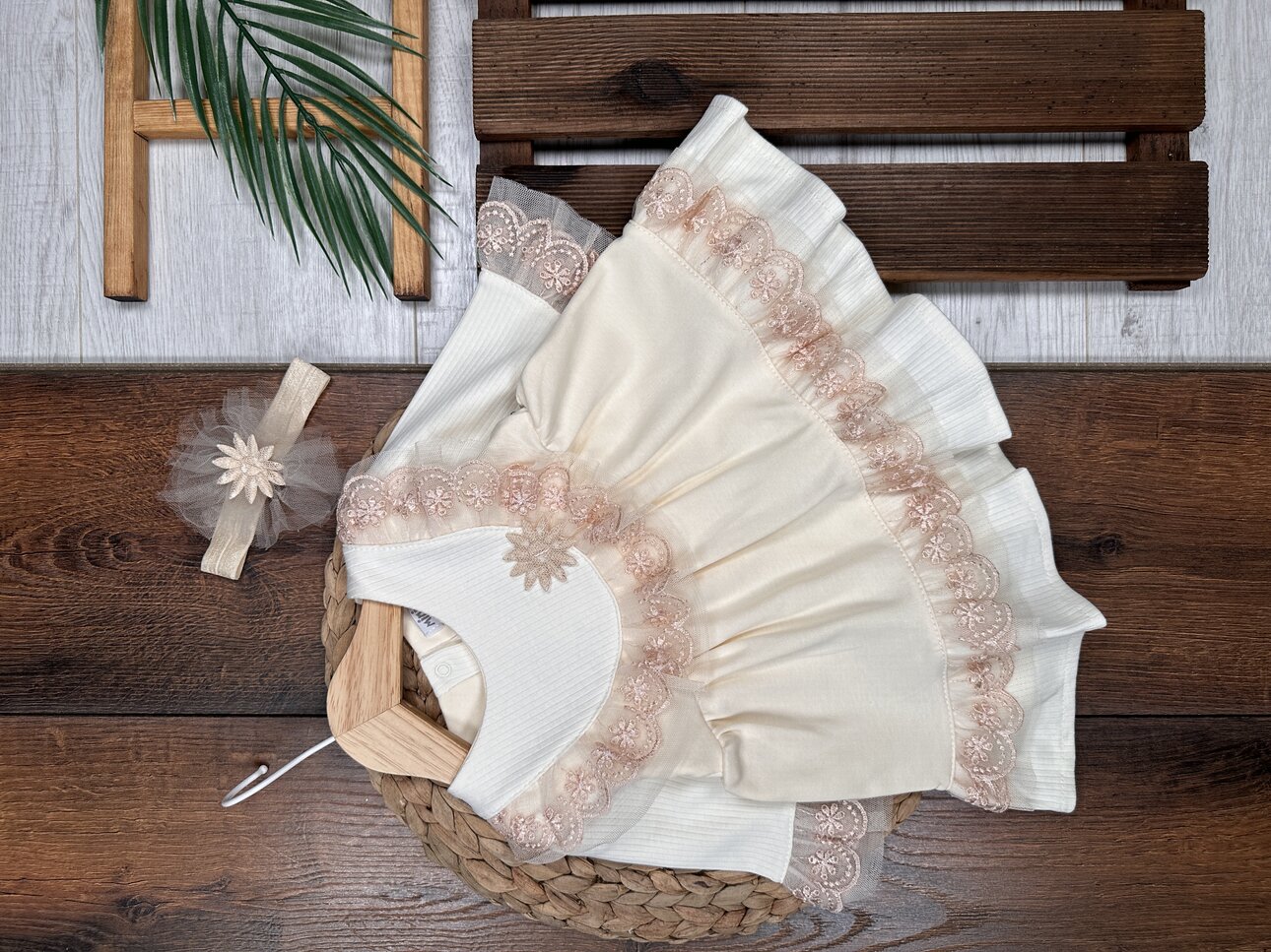 Pamuklu Dantel Detaylı Kız 2li Bebek Takım