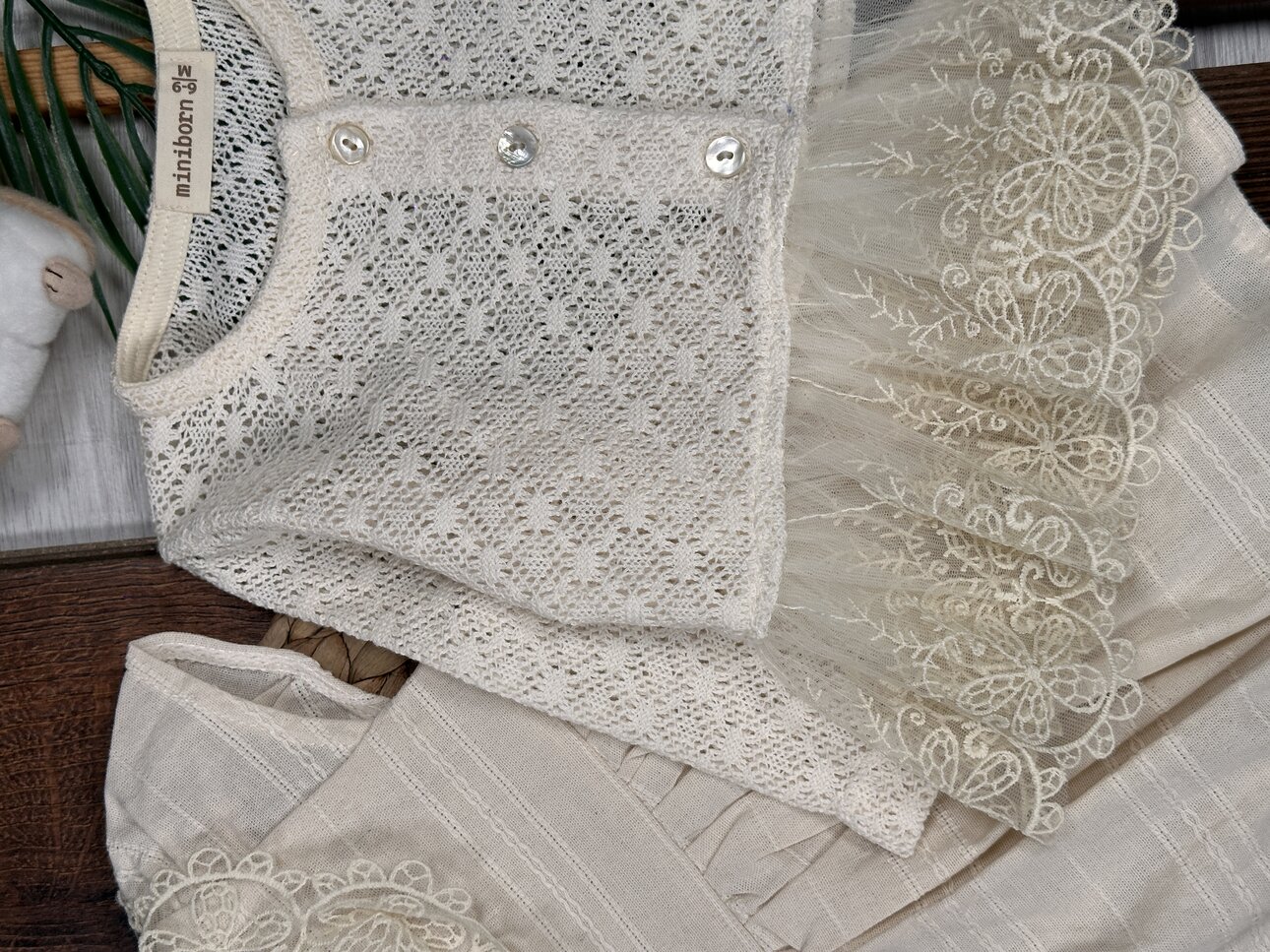 Pamuklu Dantel Detaylı Bolerolu 2li Kız Bebek Elbise