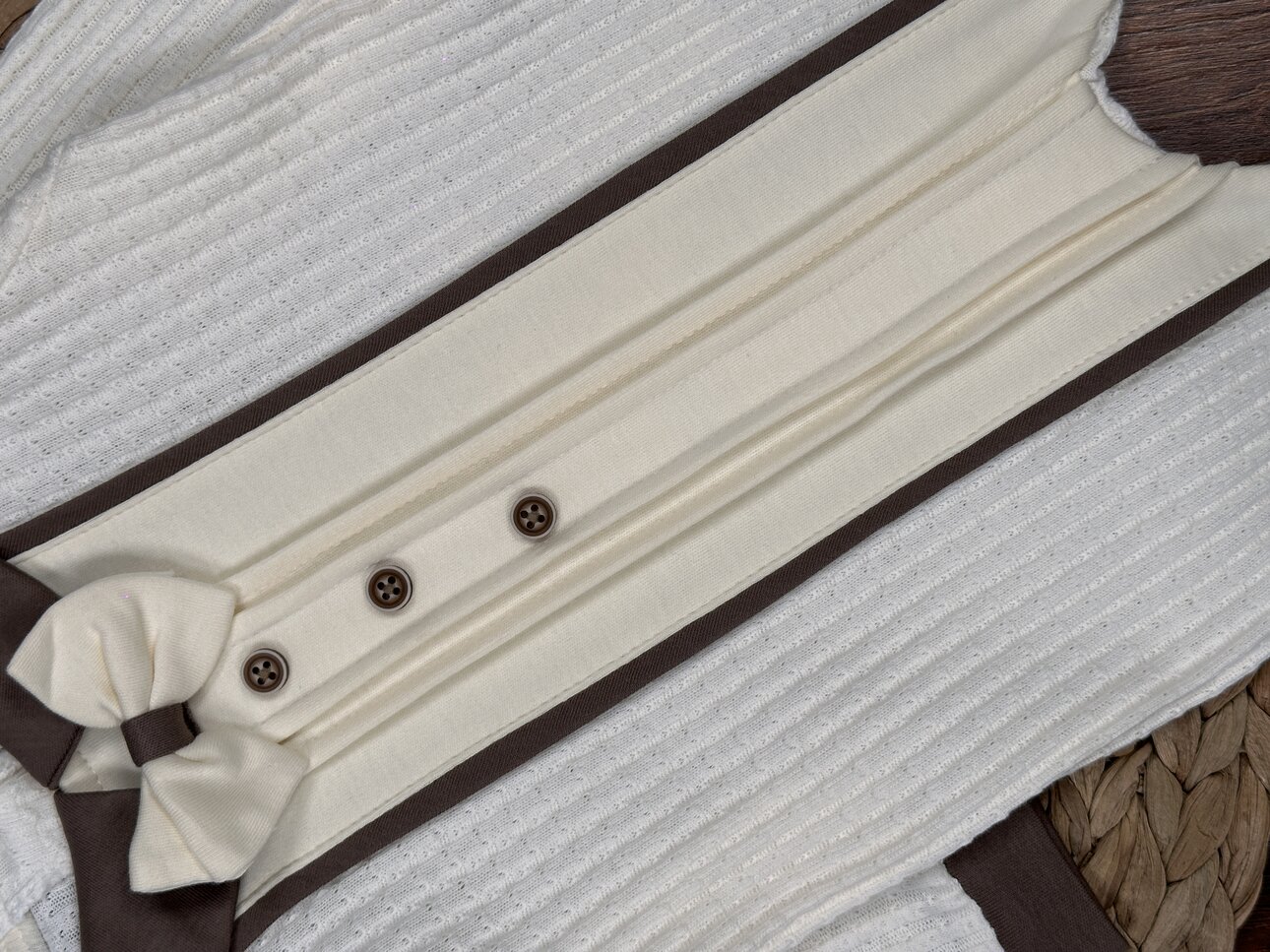 Pamuklu Papyon detaylı Erkek Bebek Tulum