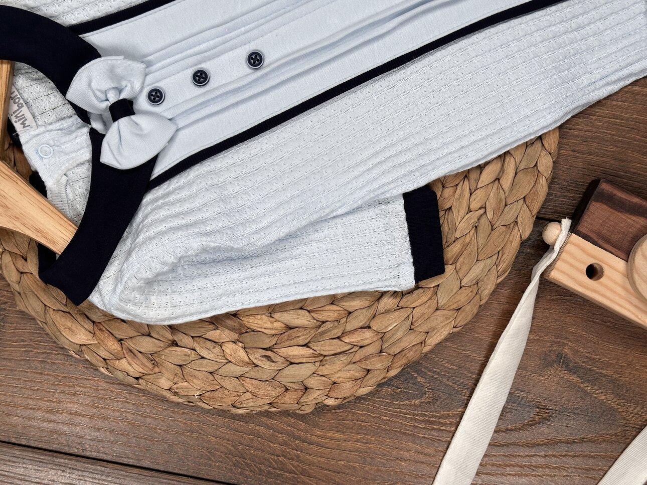 Pamuklu Papyon detaylı Erkek Bebek Tulum