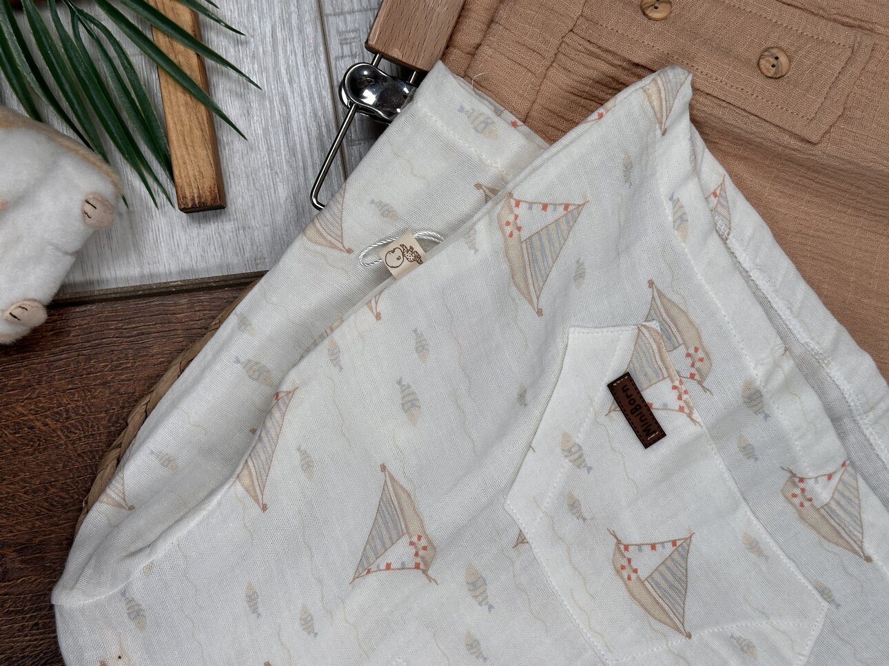 Pamuklu Yelken Desenli Müslin Erkek Bebek Takım