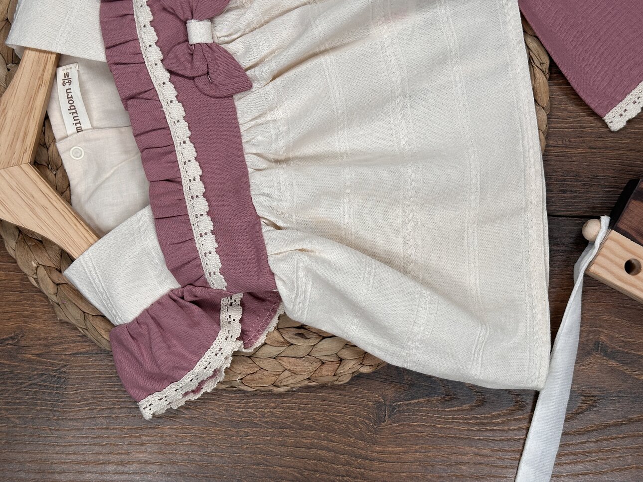 Pamuk Dantel Detaylı Kız Bebek 2li Takım