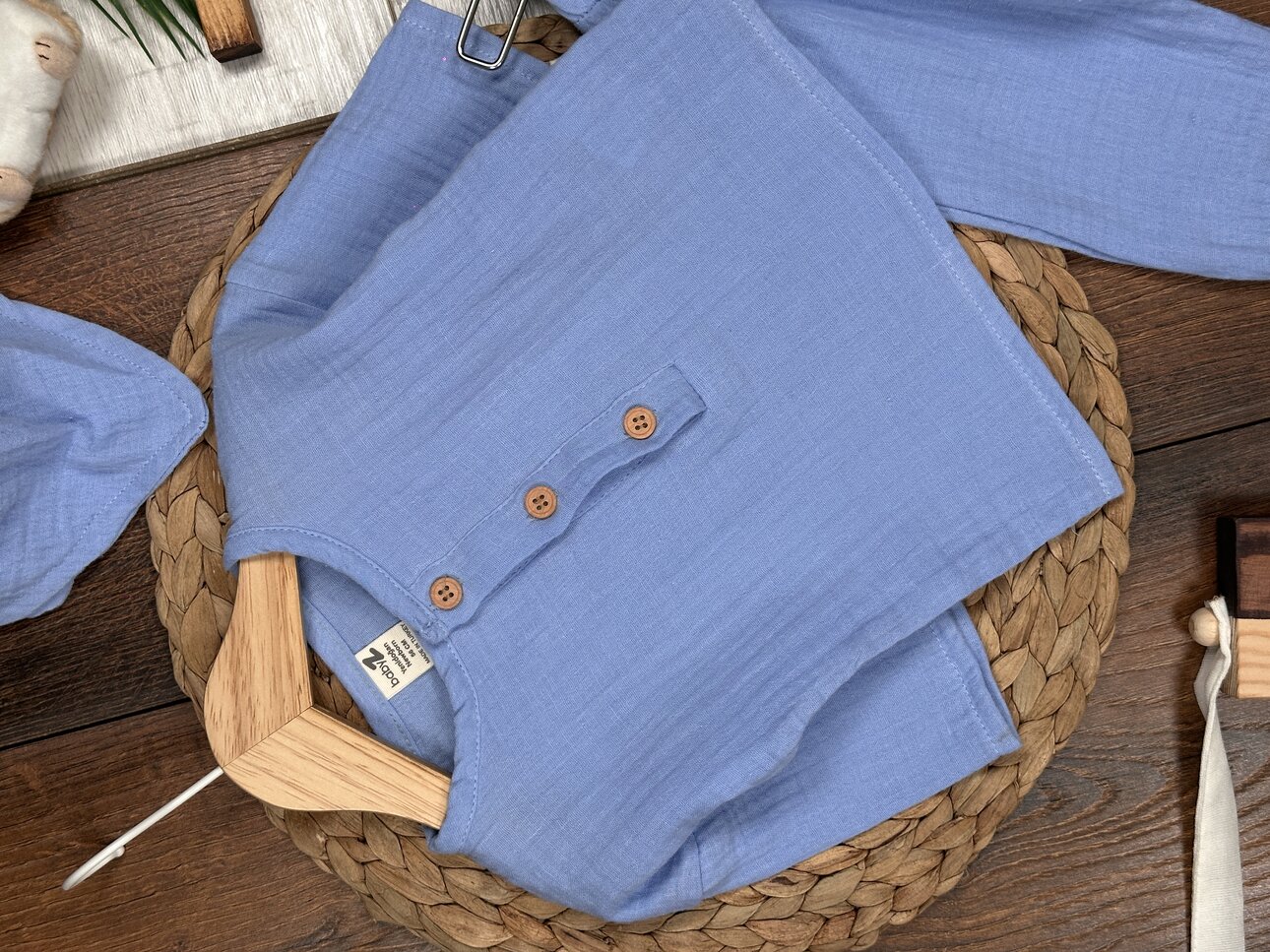 Pamuklu Müslin 3lü Erkek Bebek Takım