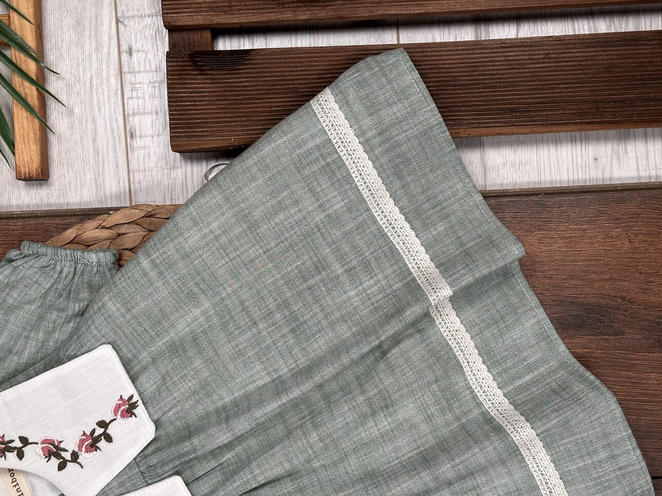 Organik Çiçek İşlemeli Kız Bebek 1li Takım