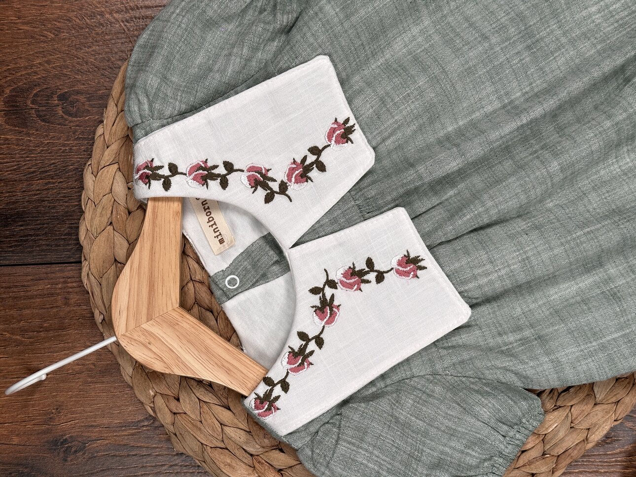 Organik Çiçek İşlemeli Kız Bebek 1li Takım