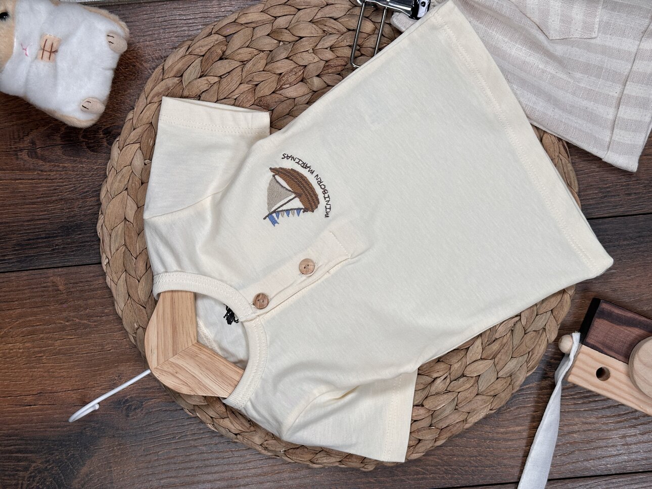 Organik Yelkenli Desenli Erkek Bebek 2li Takım