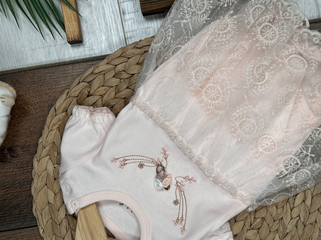 Organik Dantel Detaylı Kız Bebek 2li Takım