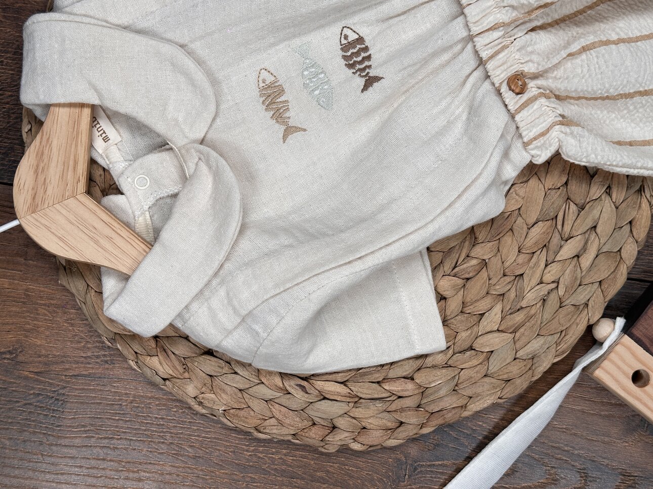 Pamuklu Balık Desenli Erkek Bebek 2li Takım