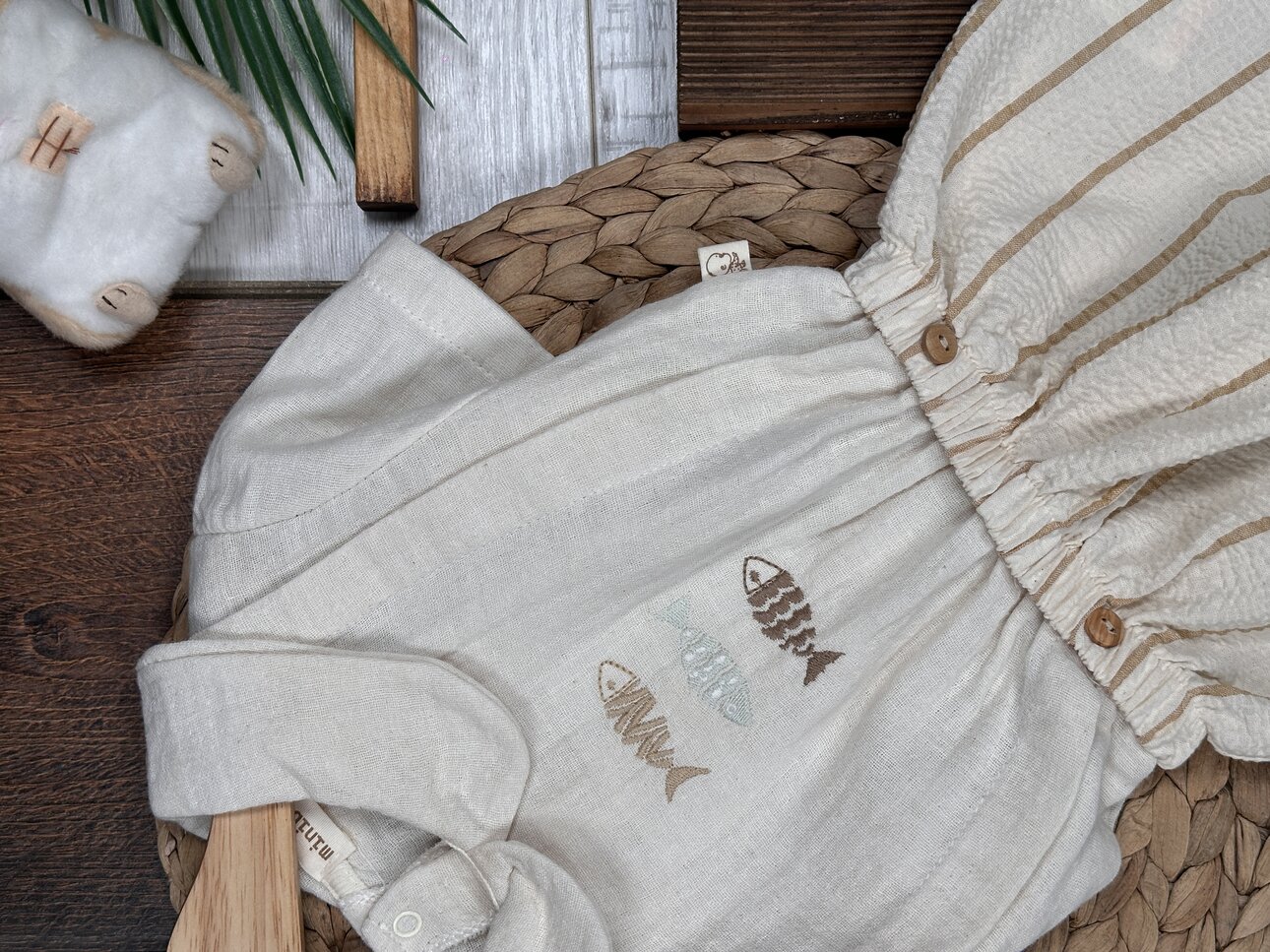 Pamuklu Balık Desenli Erkek Bebek 2li Takım