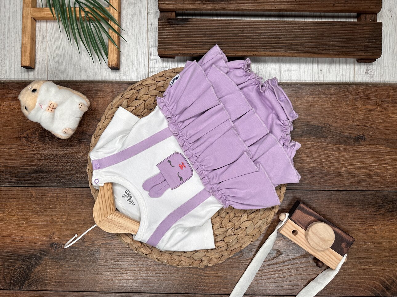 Pamuk Tavşan Desenli Kız Bebek 2li Takım