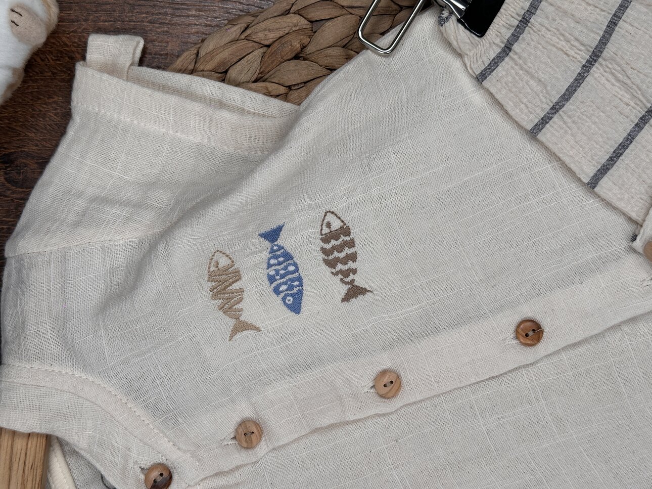 Pamuk Balık Desenli Erkek Bebek 2li Takım