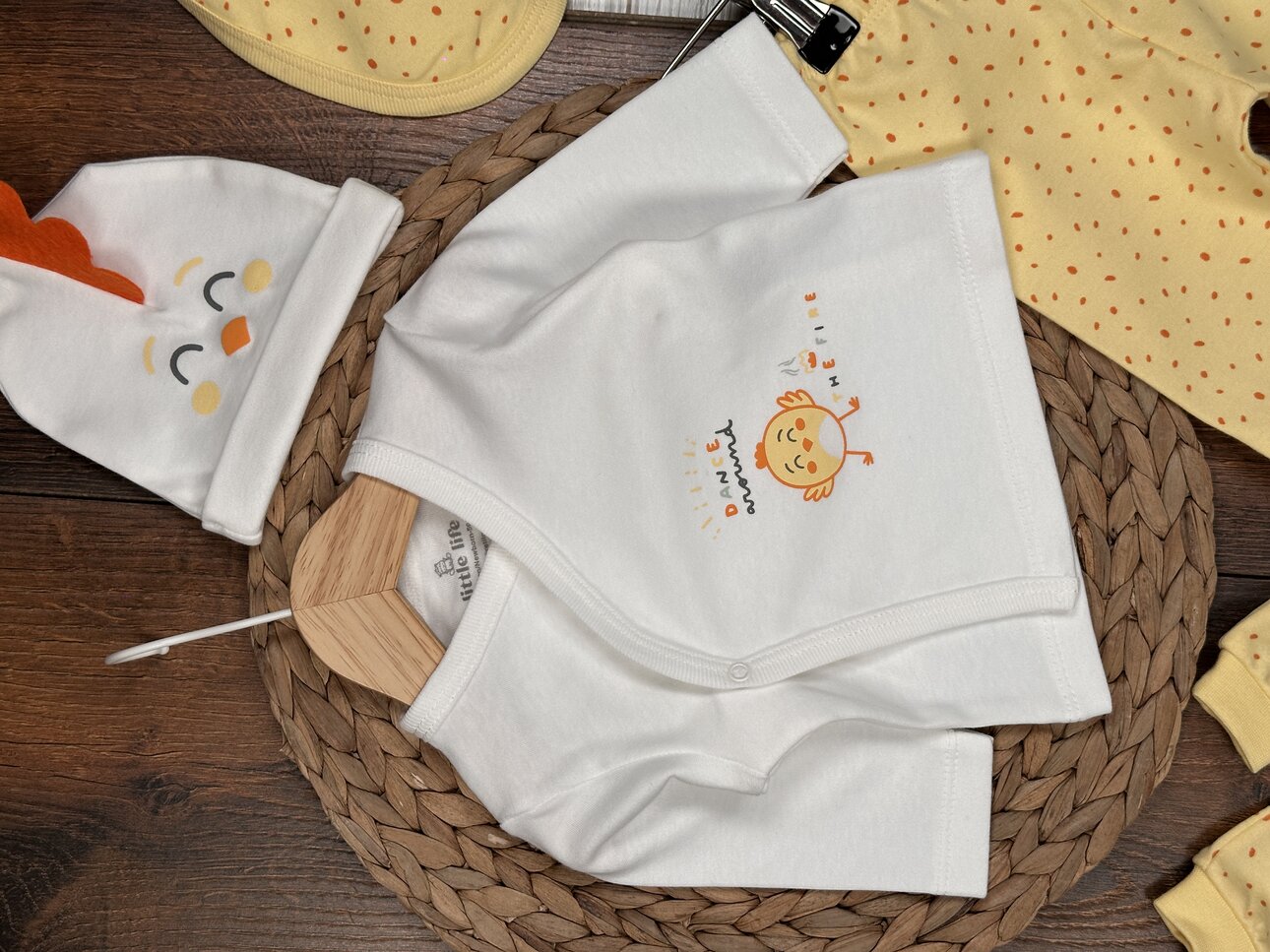 Pamuklu Dantel Civciv  Detaylı  5li Kız Bebek Hastane Çıkışı