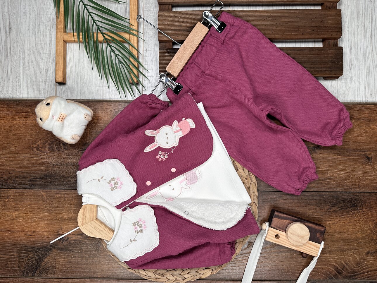 Pamuklu Welsoftlu Pelus Astarlı Hırkalı 3lu Kız Bebek Takım