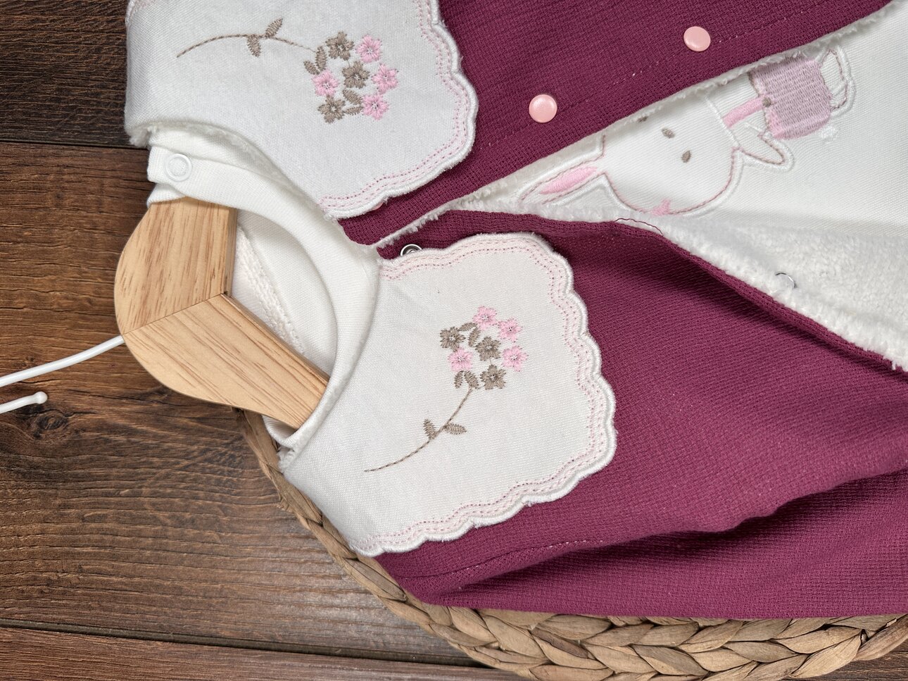 Pamuklu Welsoftlu Pelus Astarlı Hırkalı 3lu Kız Bebek Takım