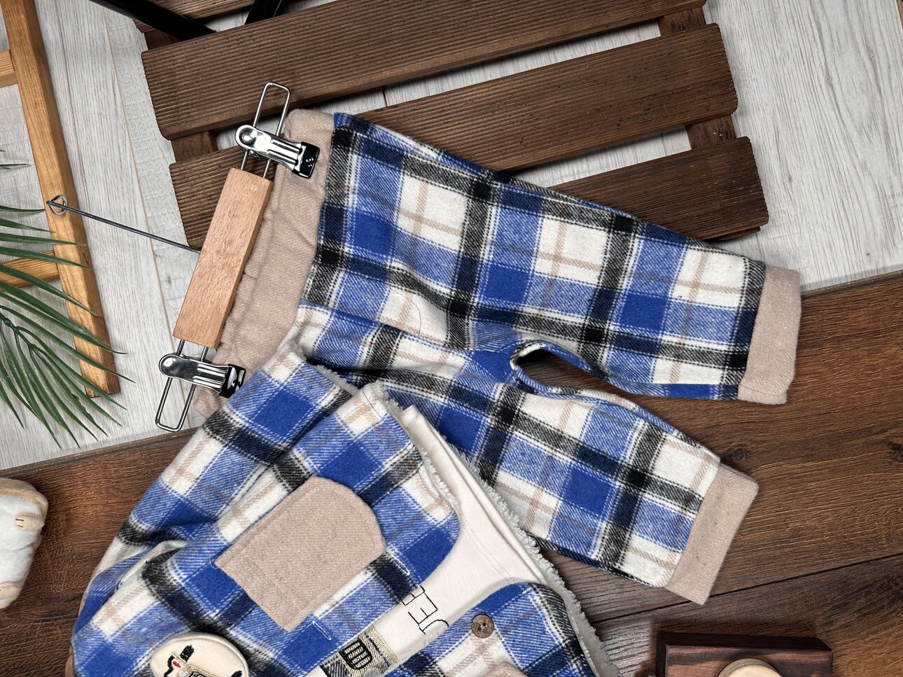 Pamuklu Kareli Sıcacık Erkek Bebek 3lu Takım