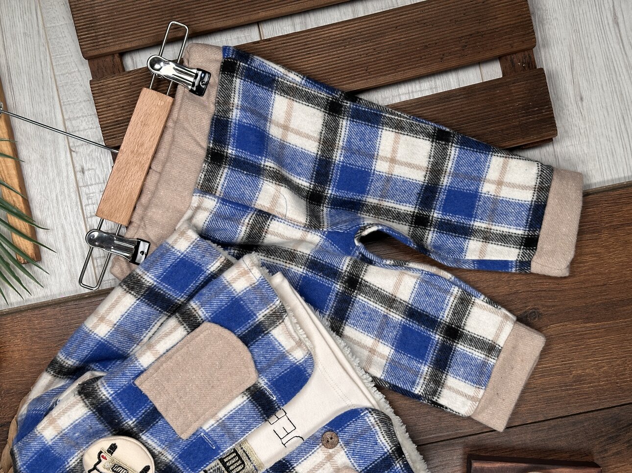 Pamuklu Kareli Sıcacık Erkek Bebek 3lu Takım