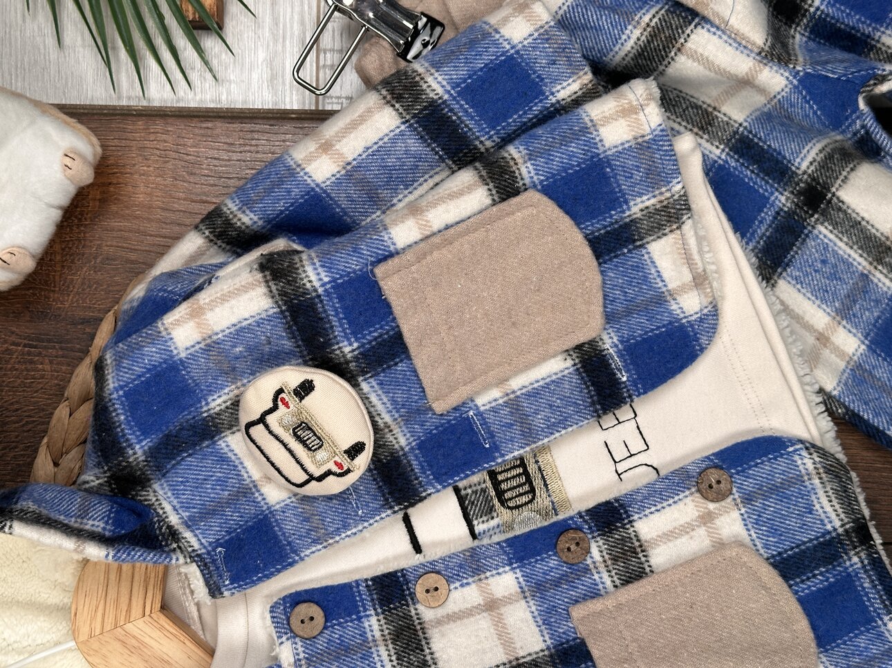 Pamuklu Kareli Sıcacık Erkek Bebek 3lu Takım