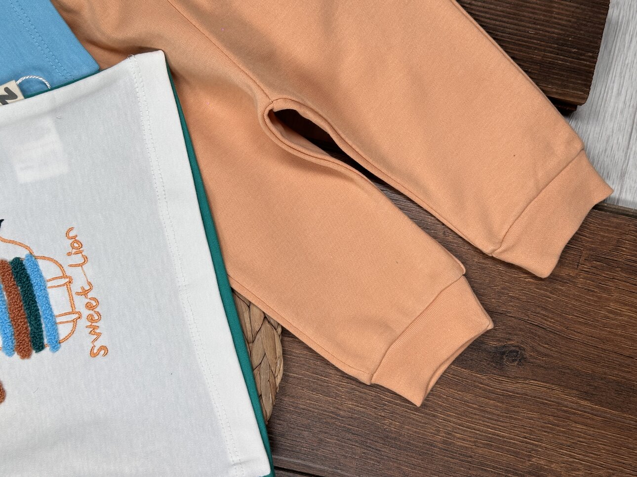 Pamuk Yumuşaklığıyla Sevimli Aslan Desenli Erkek Bebek 2li Takım