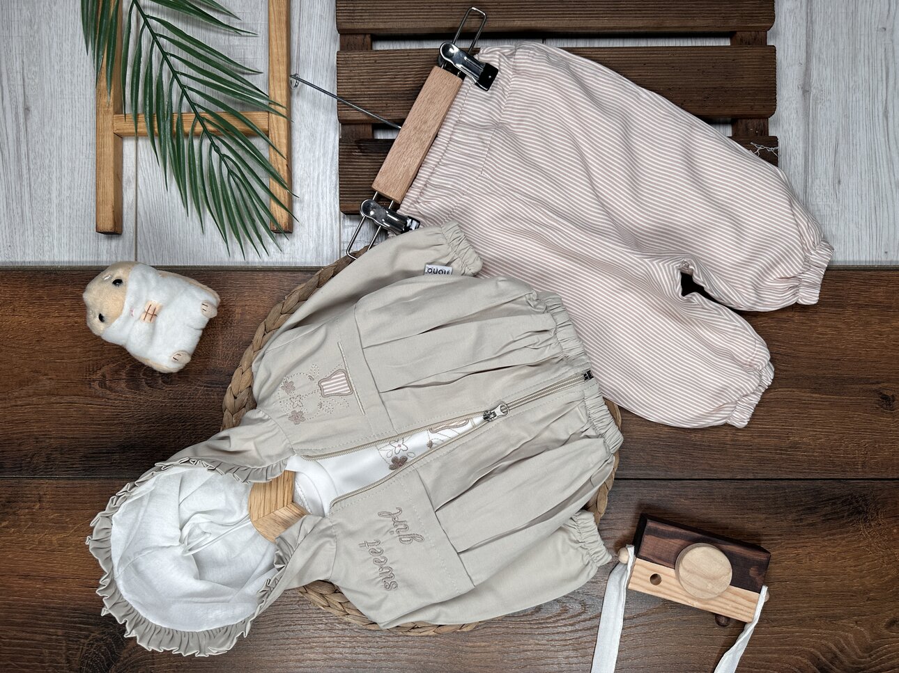 Pamuklu Çizgili Kız Bebek 3lü Takım