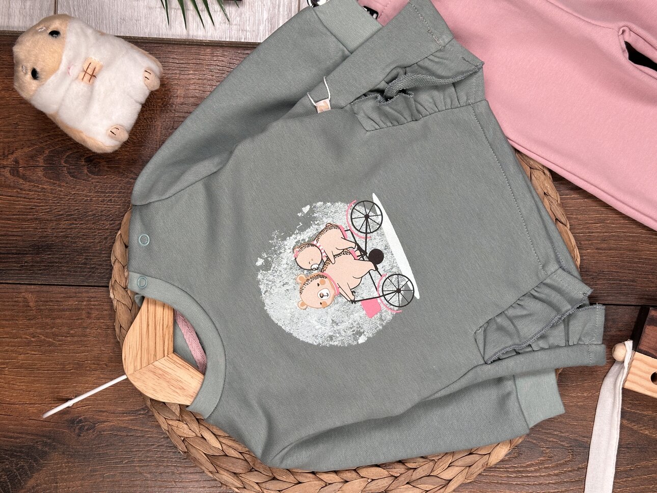 Pamuklu Sevimli Ayıcık Detaylı 2li Kız Bebek Takım