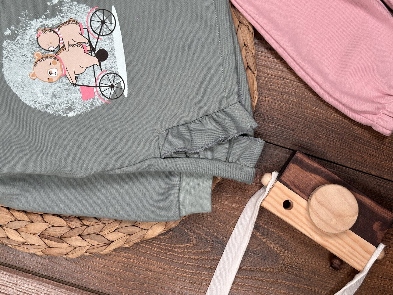 Pamuklu Sevimli Ayıcık Detaylı 2li Kız Bebek Takım