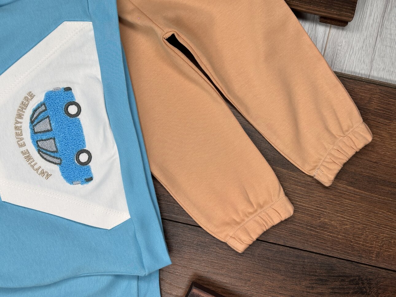 Pamuklu Araba Desenli Erkek Bebek 2li Takım