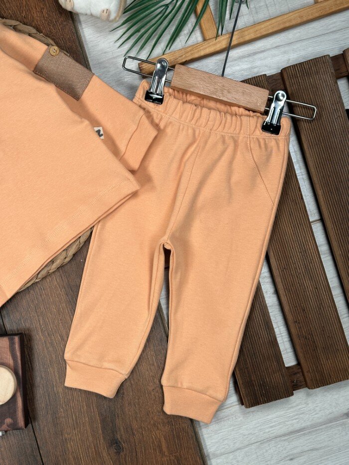 Pamuk Yumuşaklığıyla Erkek Bebek 2li Takım Düğme Detaylı