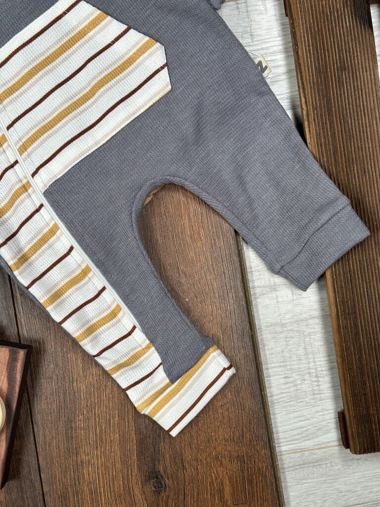 Pamuk Rahatlığı Çizgili Desenli Erkek Bebek Tulum