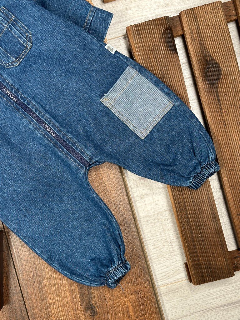 Premium Cep Detaylı Erkek Bebek Kot Tulum