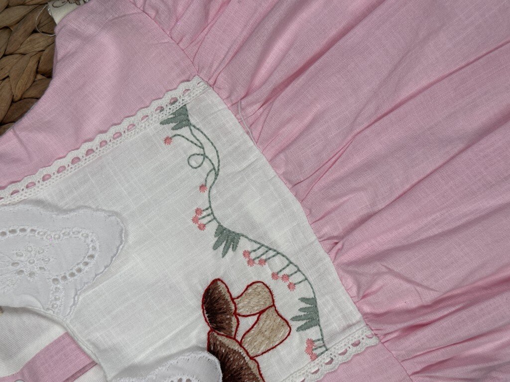 Pamuk Nakışlı Kız Bebek 2li Takım