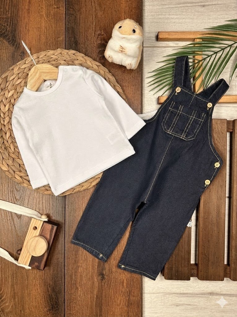 Organik Pamuk Sade Desen Erkek Bebek 2li Takım