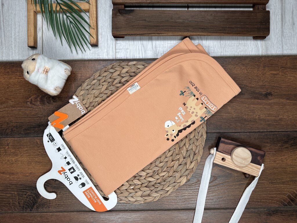 Pamuklu Hayvan Desenli Bebek Battaniyesi