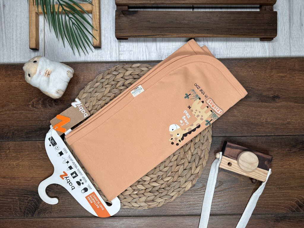 Pamuklu Hayvan Desenli Bebek Battaniyesi