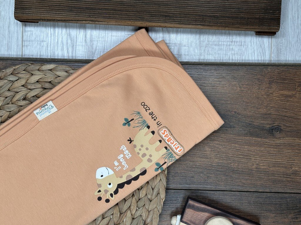 Pamuklu Hayvan Desenli Bebek Battaniyesi