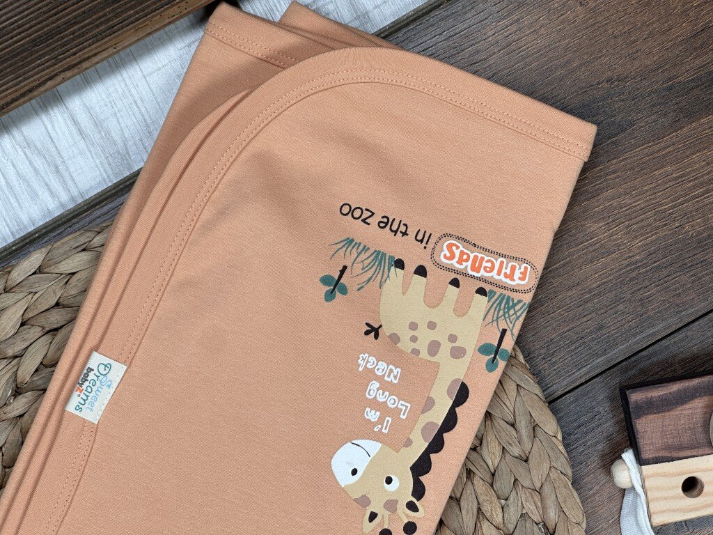 Pamuklu Hayvan Desenli Bebek Battaniyesi